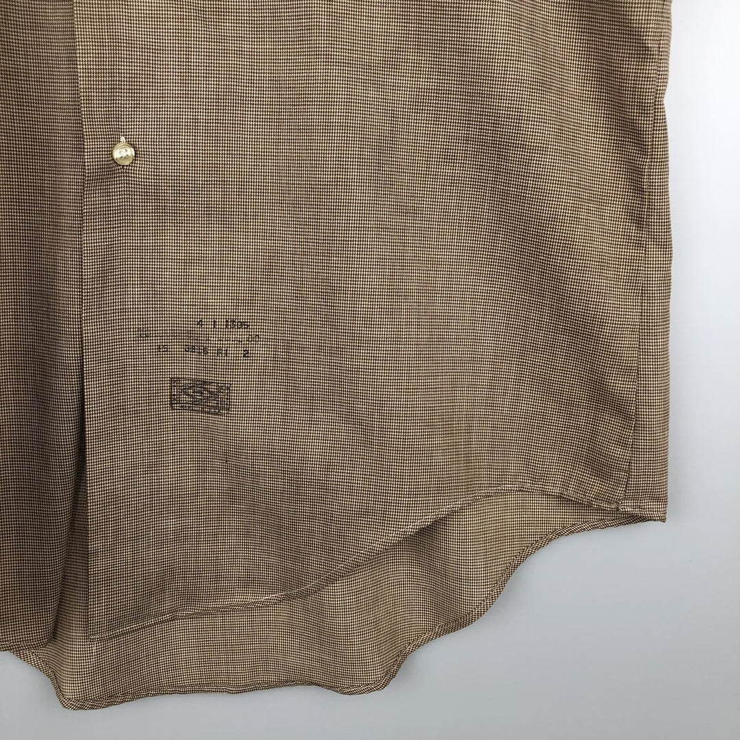 70'S TORQUE Houndstooth Pattern Short-Sleeve Poly-Cotton Shirt, Men's Size M (Equivalent), Vintage polyester Beige type Vintage Second Hand