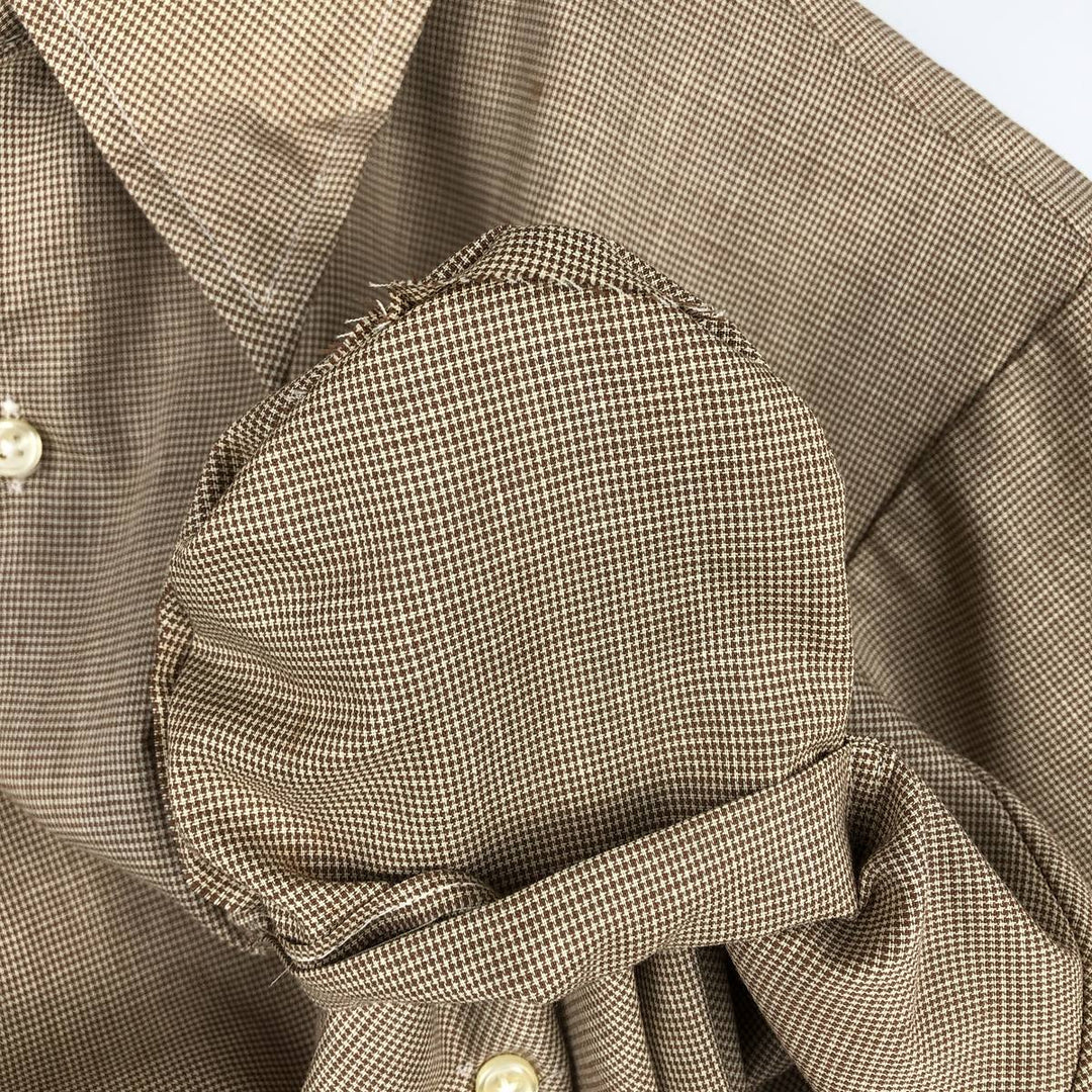 70'S TORQUE Houndstooth Pattern Short-Sleeve Poly-Cotton Shirt, Men's Size M (Equivalent), Vintage polyester Beige type Vintage Second Hand
