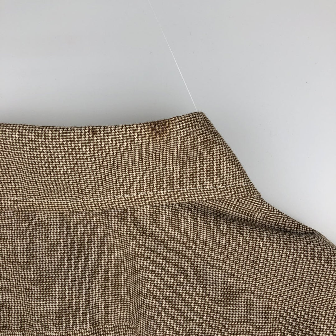 70'S TORQUE Houndstooth Pattern Short-Sleeve Poly-Cotton Shirt, Men's Size M (Equivalent), Vintage polyester Beige type Vintage Second Hand