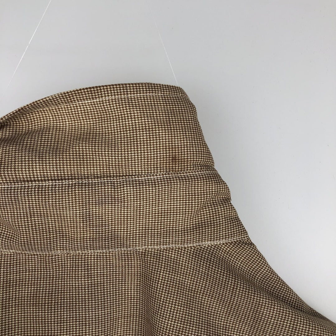 70'S TORQUE Houndstooth Pattern Short-Sleeve Poly-Cotton Shirt, Men's Size M (Equivalent), Vintage polyester Beige type Vintage Second Hand
