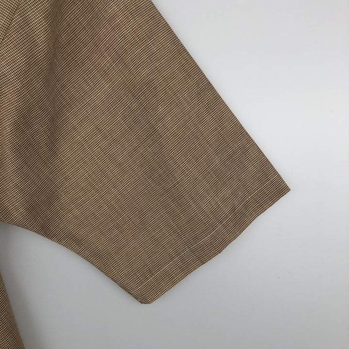 70'S TORQUE Houndstooth Pattern Short-Sleeve Poly-Cotton Shirt, Men's Size M (Equivalent), Vintage polyester Beige type Vintage Second Hand