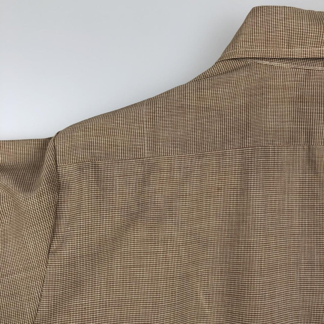 70'S TORQUE Houndstooth Pattern Short-Sleeve Poly-Cotton Shirt, Men's Size M (Equivalent), Vintage polyester Beige type Vintage Second Hand