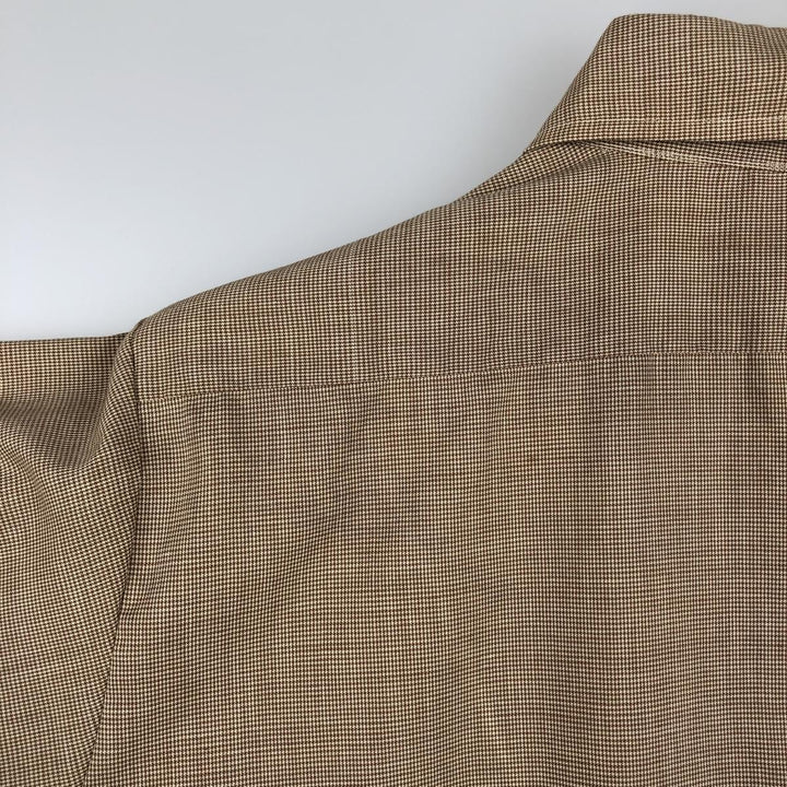 70'S TORQUE Houndstooth Pattern Short-Sleeve Poly-Cotton Shirt, Men's Size M (Equivalent), Vintage polyester Beige type Vintage Second Hand