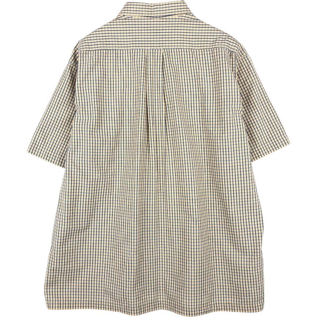 90'S J.Crew Short-Sleeve Cotton Check Shirt, Boxy Shirt, Men's Size L (Equivalent), Vintage cotton yellow type Vintage Second Hand
