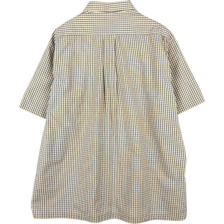 90'S J.Crew Short-Sleeve Cotton Check Shirt, Boxy Shirt, Men's Size L (Equivalent), Vintage cotton yellow type Vintage Second Hand