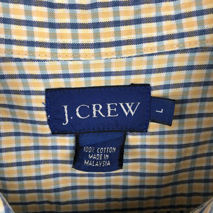 90'S J.Crew Short-Sleeve Cotton Check Shirt, Boxy Shirt, Men's Size L (Equivalent), Vintage cotton yellow type Vintage Second Hand