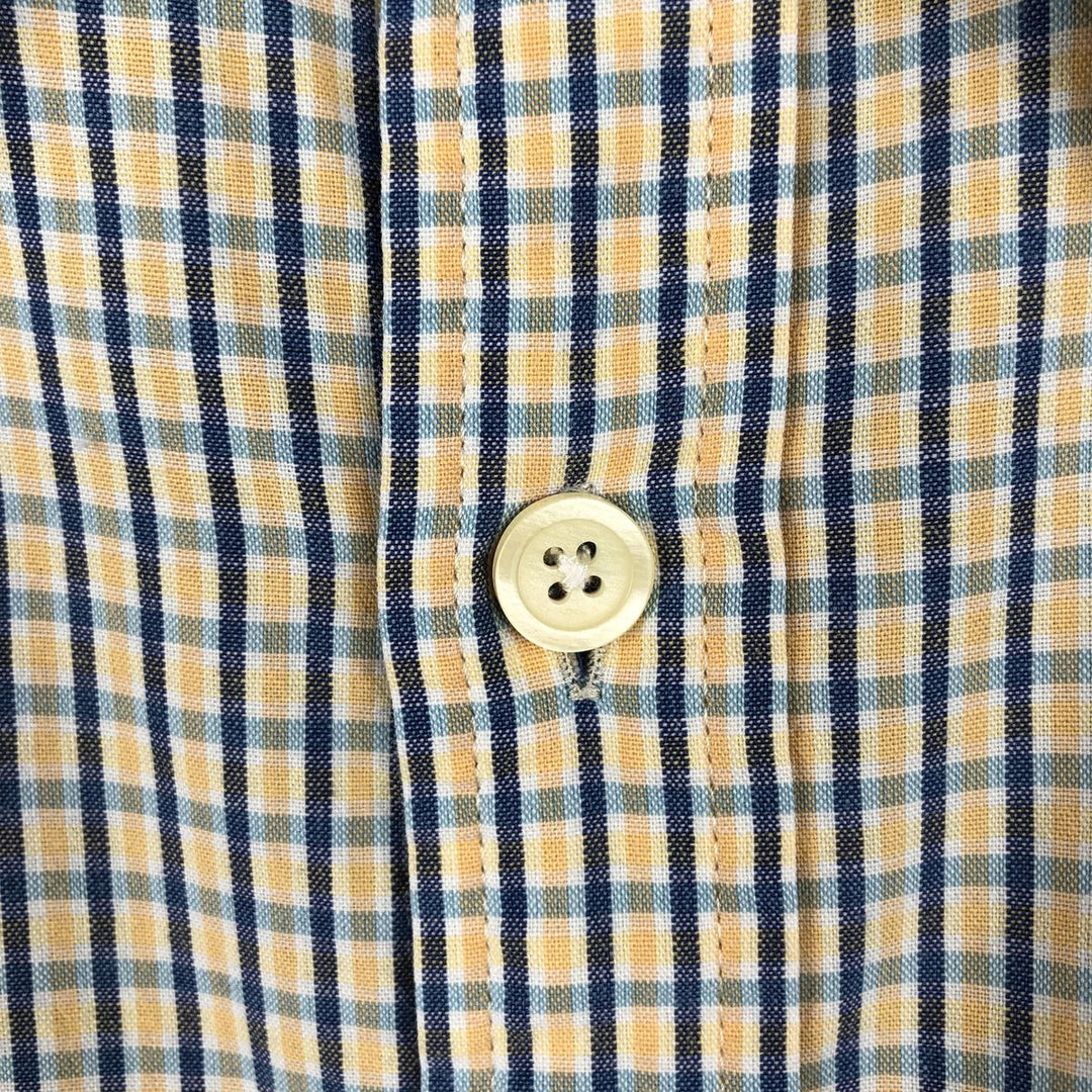 90'S J.Crew Short-Sleeve Cotton Check Shirt, Boxy Shirt, Men's Size L (Equivalent), Vintage cotton yellow type Vintage Second Hand