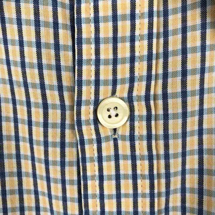 90'S J.Crew Short-Sleeve Cotton Check Shirt, Boxy Shirt, Men's Size L (Equivalent), Vintage cotton yellow type Vintage Second Hand