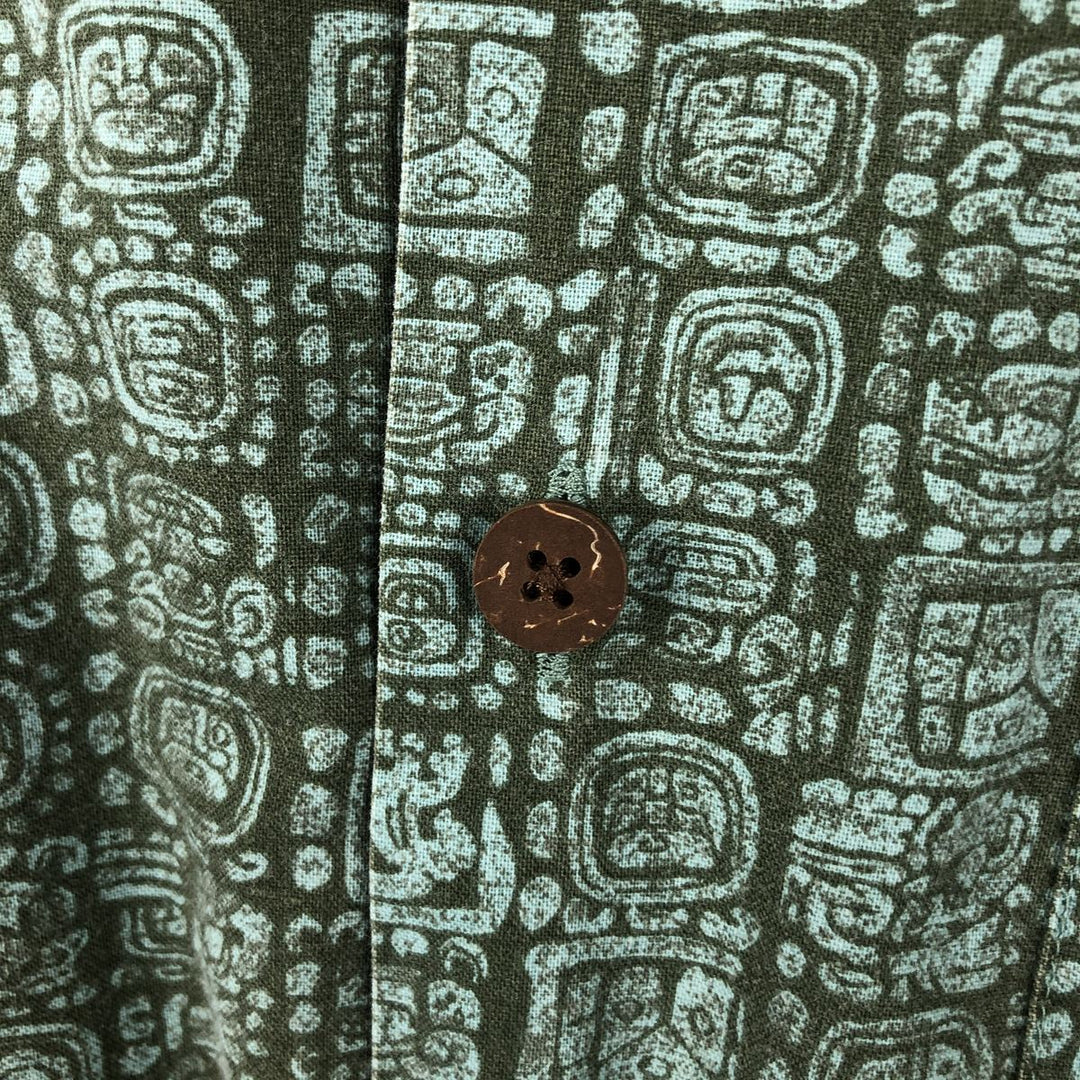 90s~00'S LLBean all-over print short sleeve open collar cotton shirt box shirt men's size L vintage cotton green type Vintage Second Hand