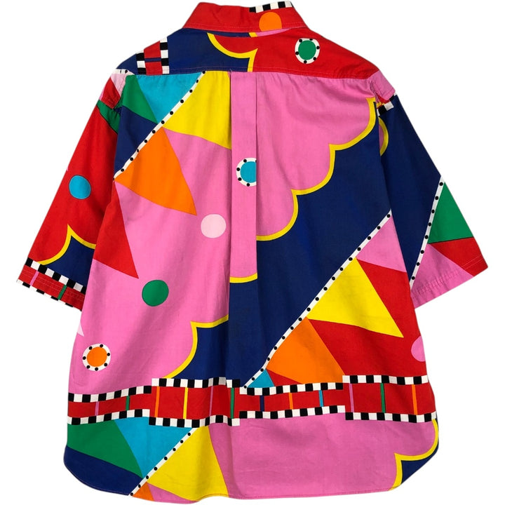 ~90'S JAMS all-over geometric print short-sleeved shirt, men's size XL equivalent, vintage. unclear red type Vintage Second Hand