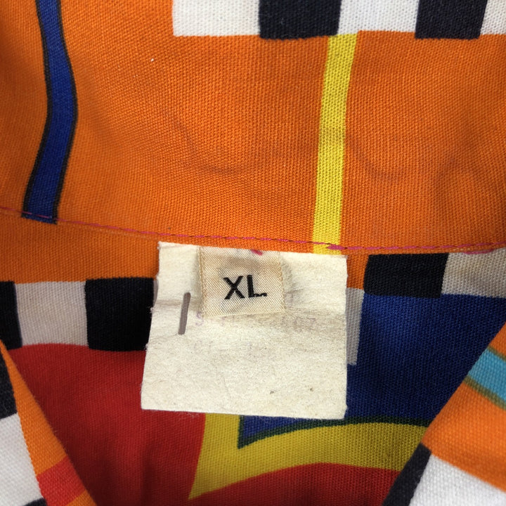 ~90'S JAMS all-over geometric print short-sleeved shirt, men's size XL equivalent, vintage. unclear red type Vintage Second Hand