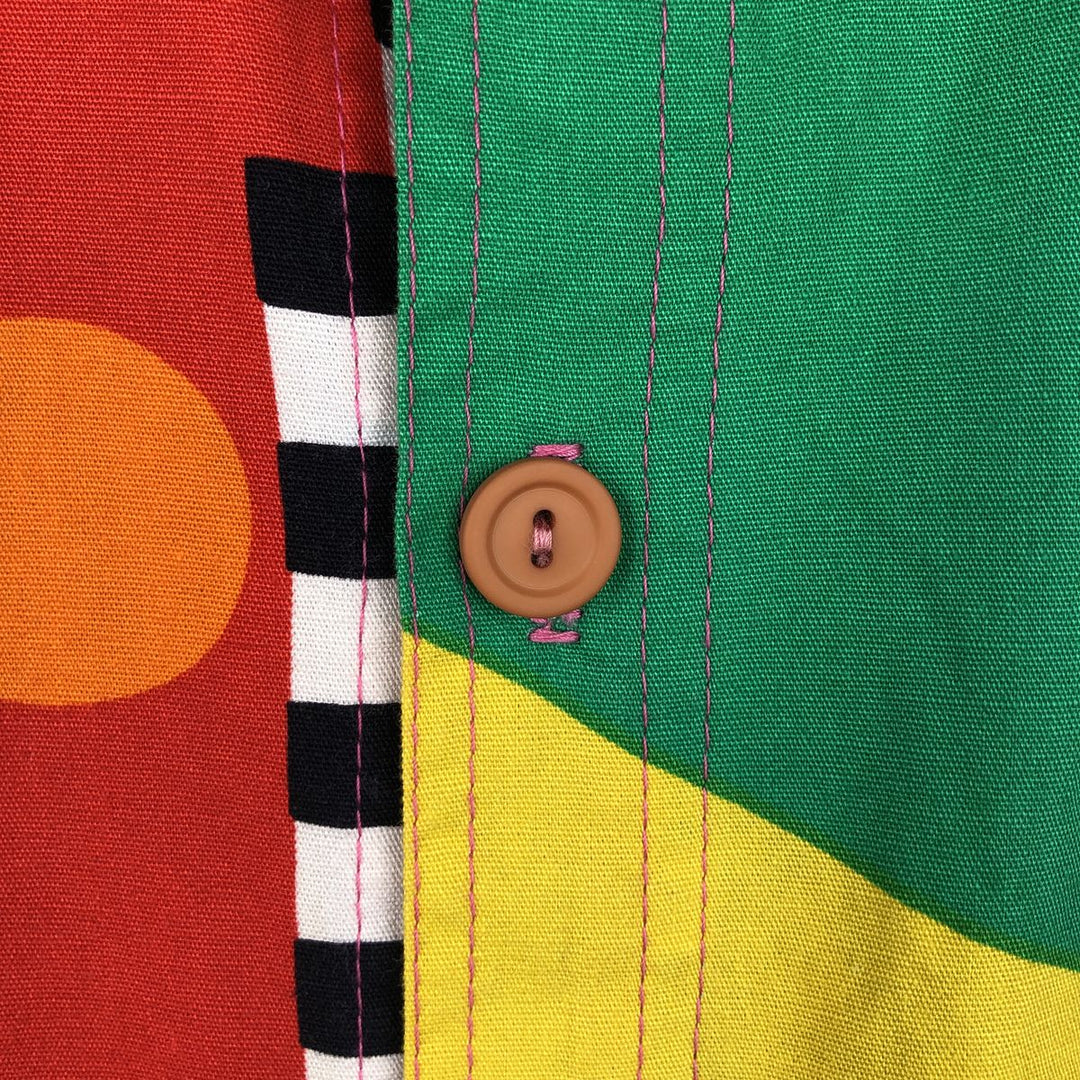 ~90'S JAMS all-over geometric print short-sleeved shirt, men's size XL equivalent, vintage. unclear red type Vintage Second Hand