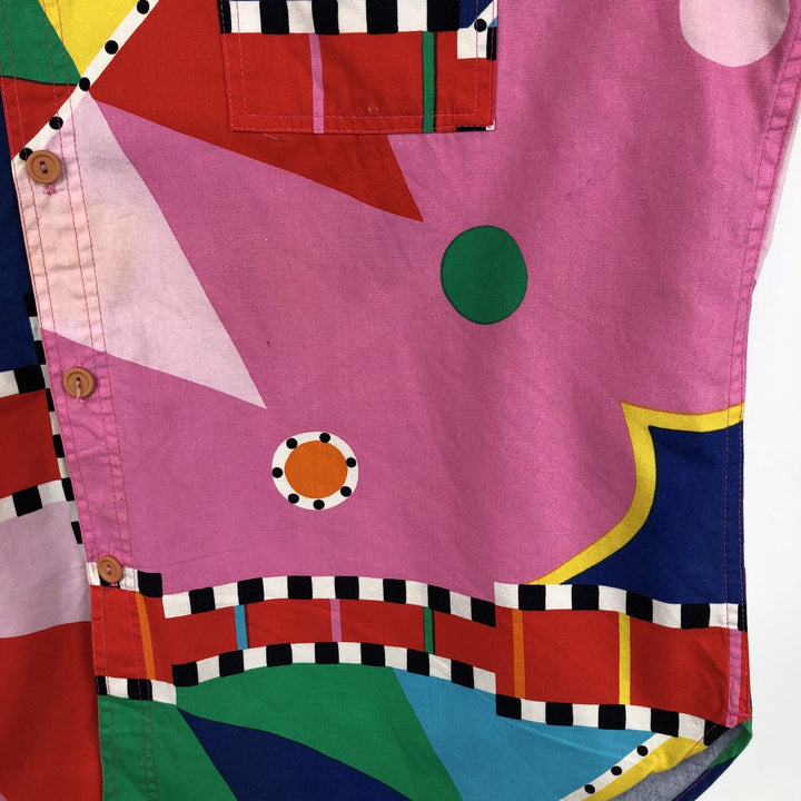 ~90'S JAMS all-over geometric print short-sleeved shirt, men's size XL equivalent, vintage. unclear red type Vintage Second Hand