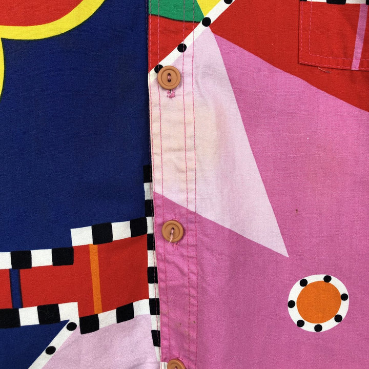 ~90'S JAMS all-over geometric print short-sleeved shirt, men's size XL equivalent, vintage. unclear red type Vintage Second Hand