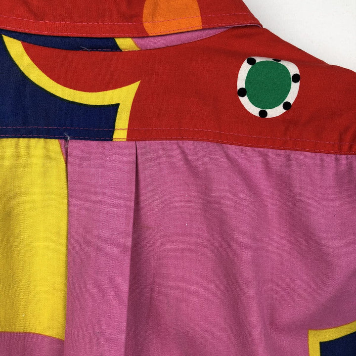 ~90'S JAMS all-over geometric print short-sleeved shirt, men's size XL equivalent, vintage. unclear red type Vintage Second Hand