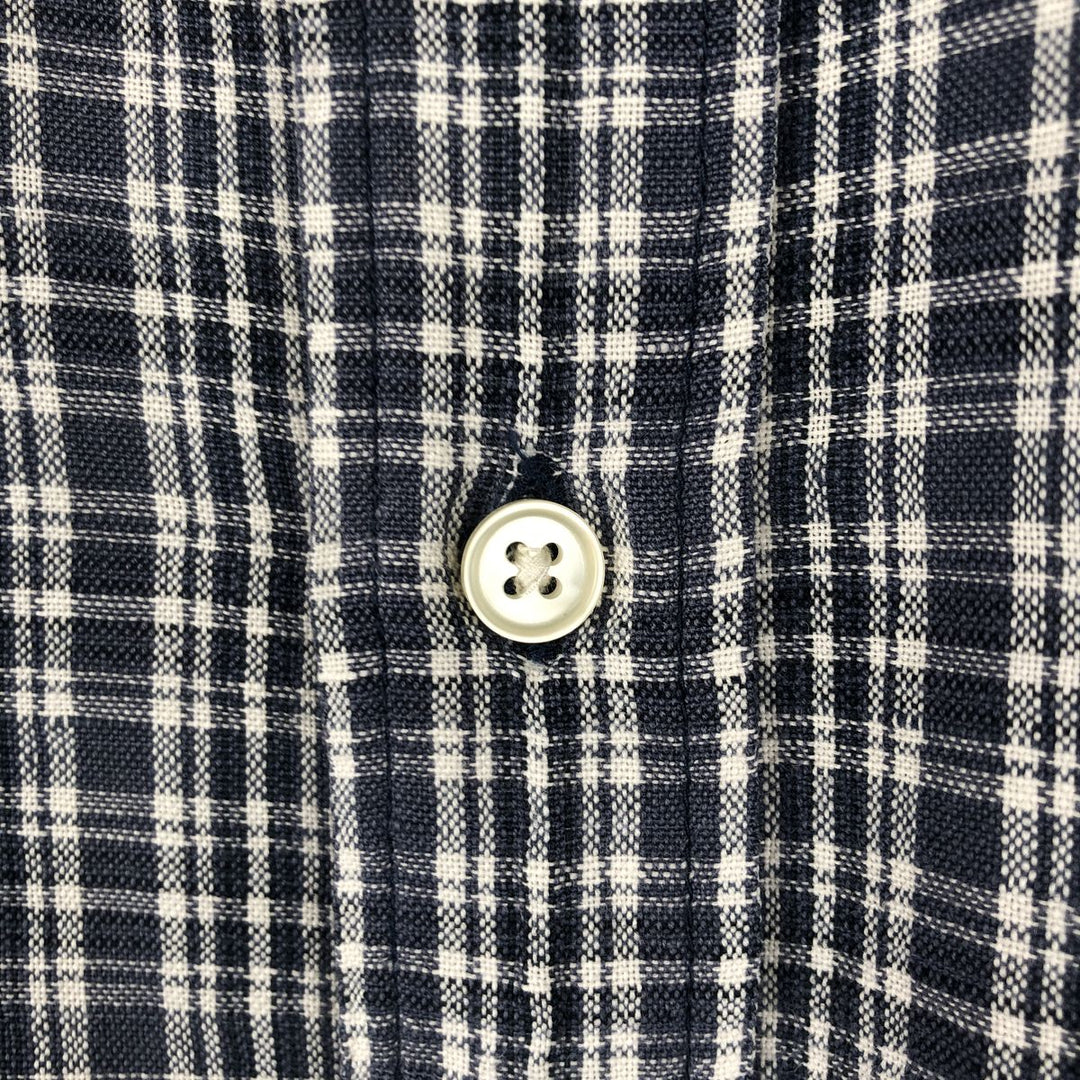 Dockers Check Pattern Short-Sleeve Cotton x Linen Shirt (Men's Size M) linen blue type Vintage Second Hand