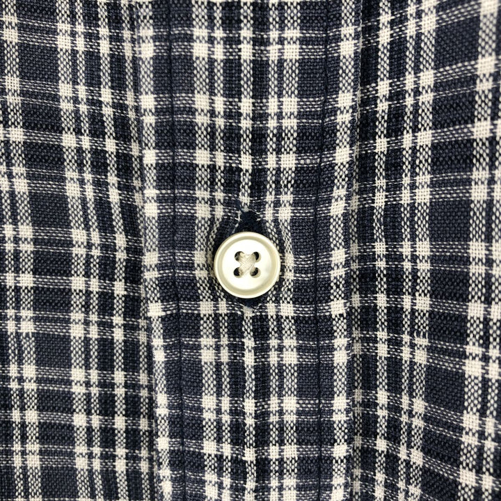 Dockers Check Pattern Short-Sleeve Cotton x Linen Shirt (Men's Size M) linen blue type Vintage Second Hand