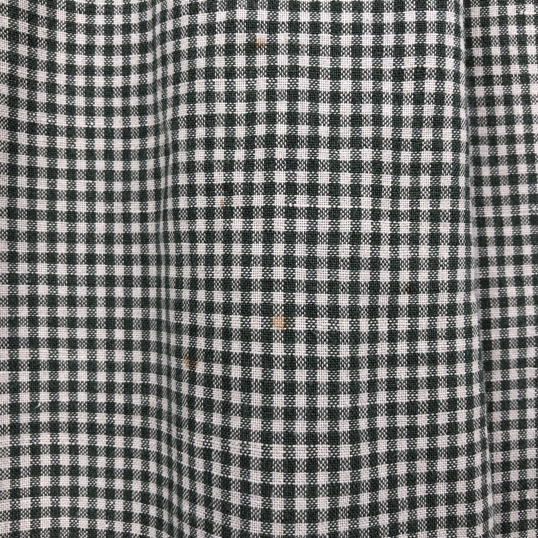 Dockers Check Pattern Gingham Check Short-Sleeve Cotton x Linen Button-Down Shirt (Men's Size L) linen Green type dark green Vintage Second Hand