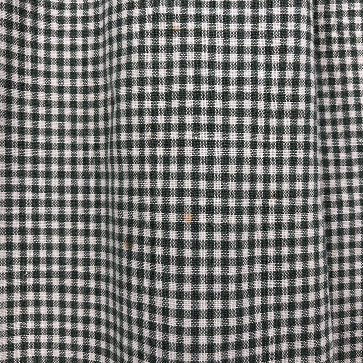 Dockers Check Pattern Gingham Check Short-Sleeve Cotton x Linen Button-Down Shirt (Men's Size L) linen Green type dark green Vintage Second Hand