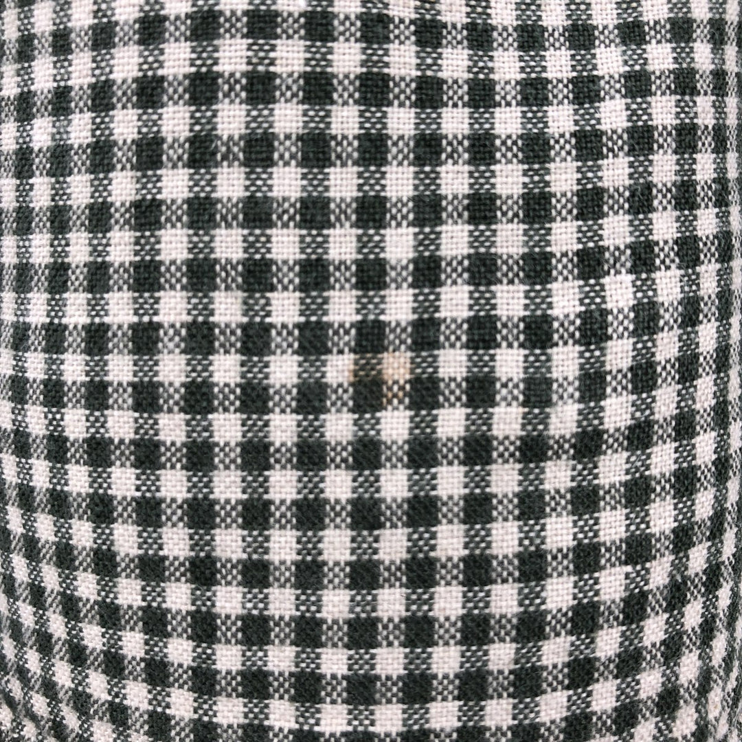 Dockers Check Pattern Gingham Check Short-Sleeve Cotton x Linen Button-Down Shirt (Men's Size L) linen Green type dark green Vintage Second Hand