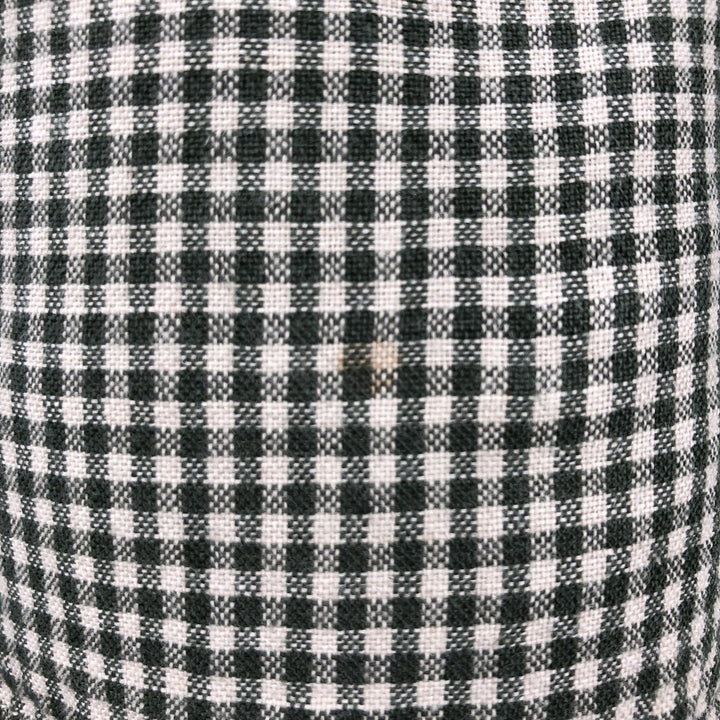 Dockers Check Pattern Gingham Check Short-Sleeve Cotton x Linen Button-Down Shirt (Men's Size L) linen Green type dark green Vintage Second Hand
