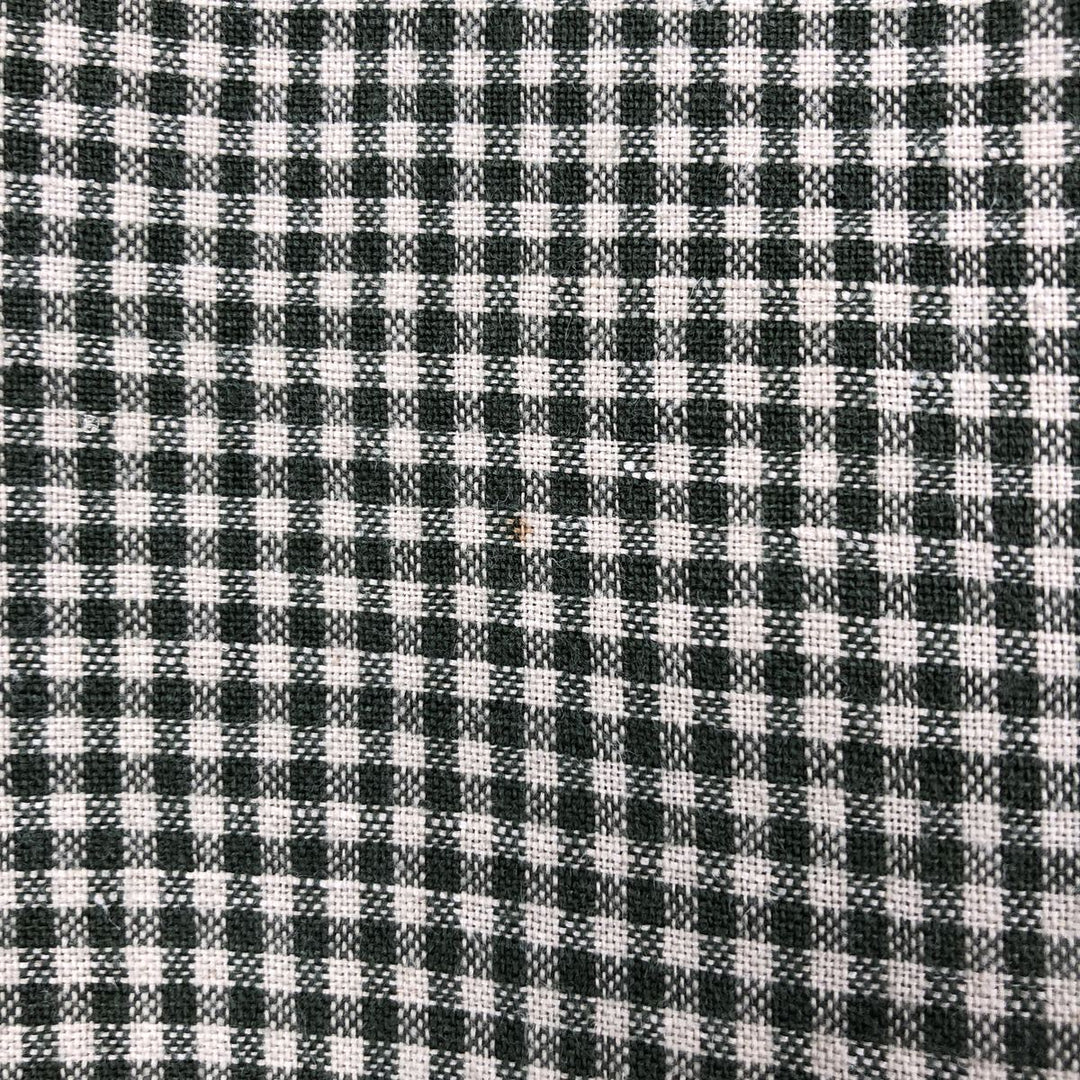 Dockers Check Pattern Gingham Check Short-Sleeve Cotton x Linen Button-Down Shirt (Men's Size L) linen Green type dark green Vintage Second Hand