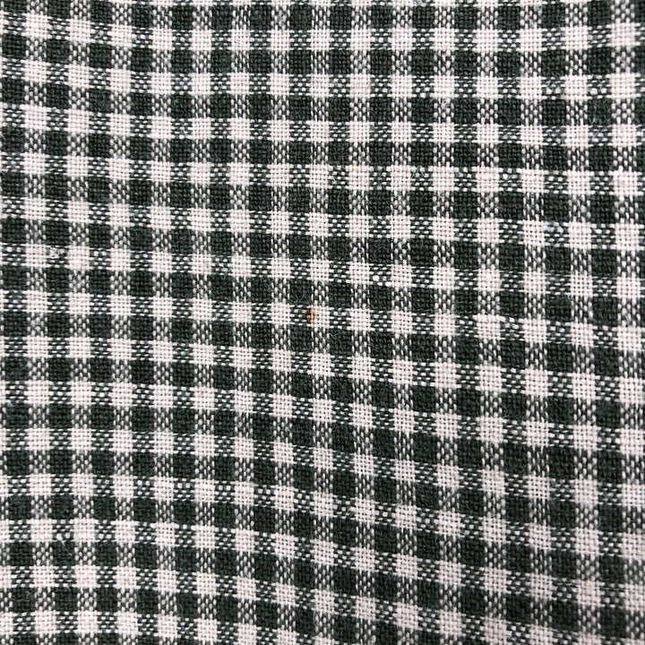 Dockers Check Pattern Gingham Check Short-Sleeve Cotton x Linen Button-Down Shirt (Men's Size L) linen Green type dark green Vintage Second Hand