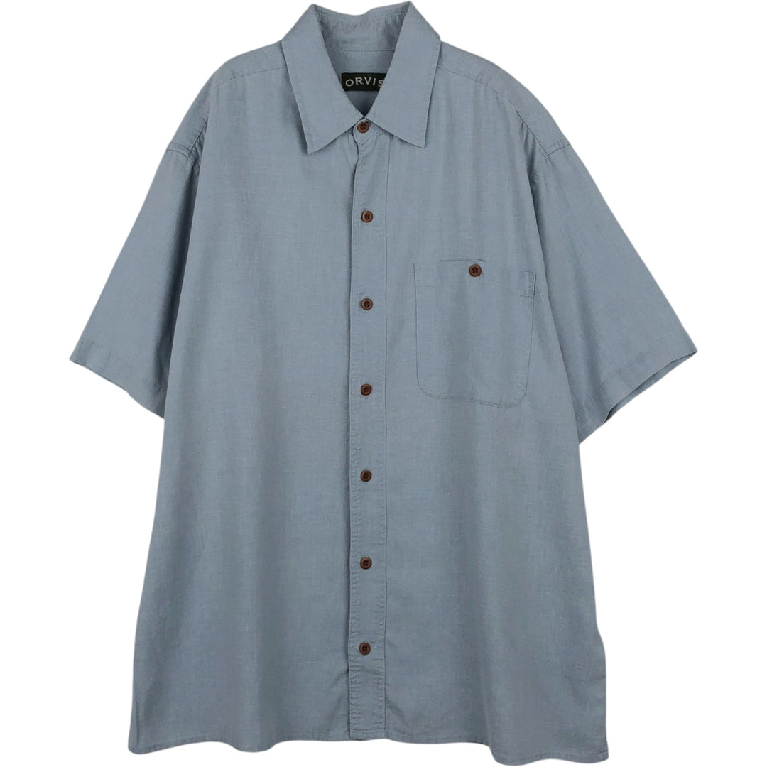 Orvis Short-Sleeve Tencel x Hemp Box Shirt, Men's Size M (approx.) Hemp Blue type light blue Vintage Second Hand