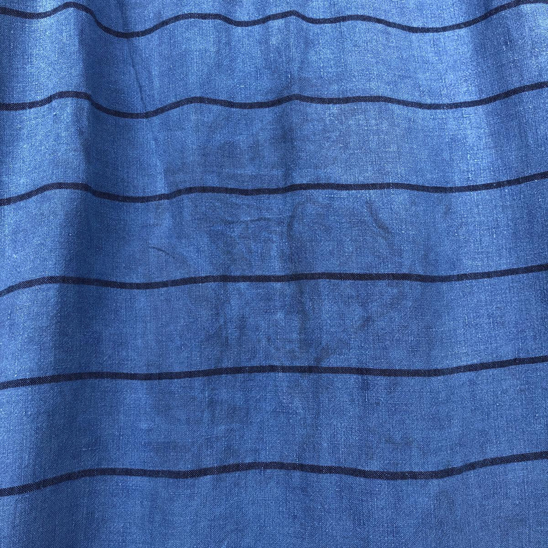 CLUB ROOM Border Pattern Wide Collar Short Sleeve Linen Shirt Box Shirt Men's XL Equivalent linen blue type Vintage Second Hand