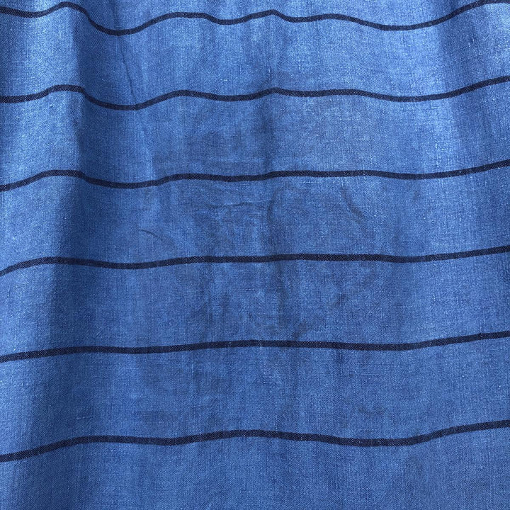 CLUB ROOM Border Pattern Wide Collar Short Sleeve Linen Shirt Box Shirt Men's XL Equivalent linen blue type Vintage Second Hand