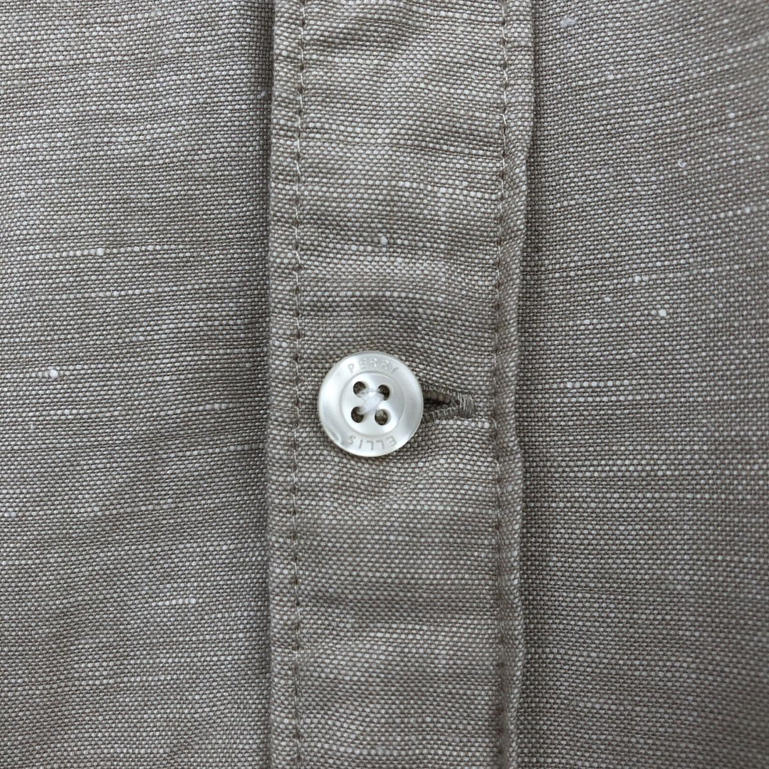 Perry Ellis short-sleeved linen shirt, men's size L (approx.) linen Beige type Vintage Second Hand