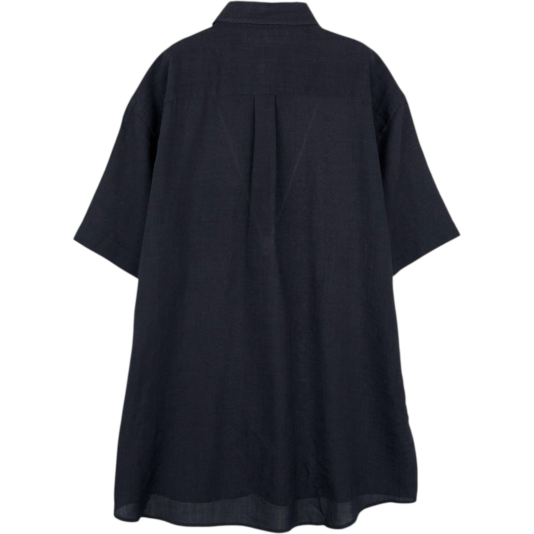 Lacoste Regular Fit Short-Sleeve Button-Down Shirt, Men's Size L (approx.) polyester navy blue type Vintage Second Hand