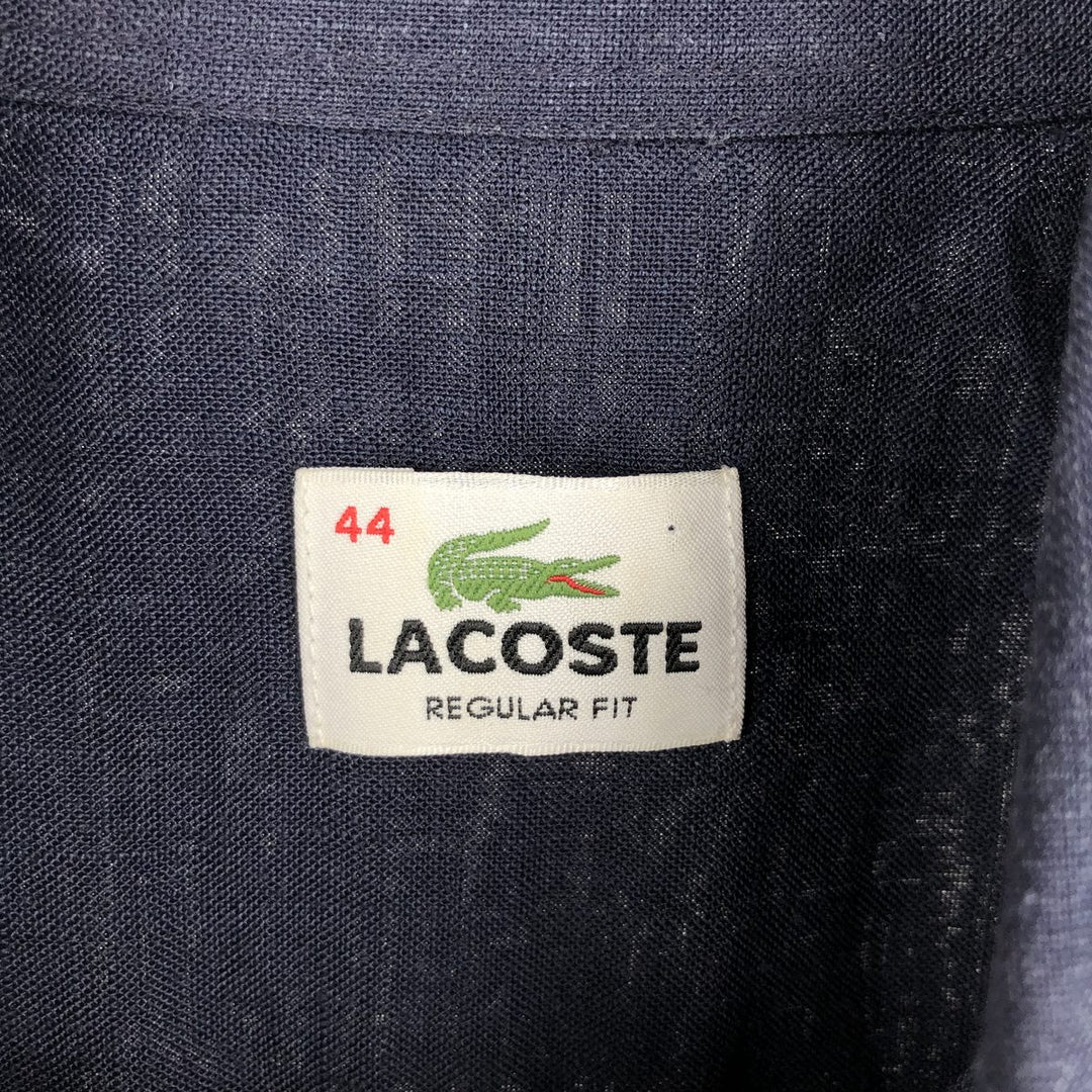 Lacoste Regular Fit Short-Sleeve Button-Down Shirt, Men's Size L (approx.) polyester navy blue type Vintage Second Hand