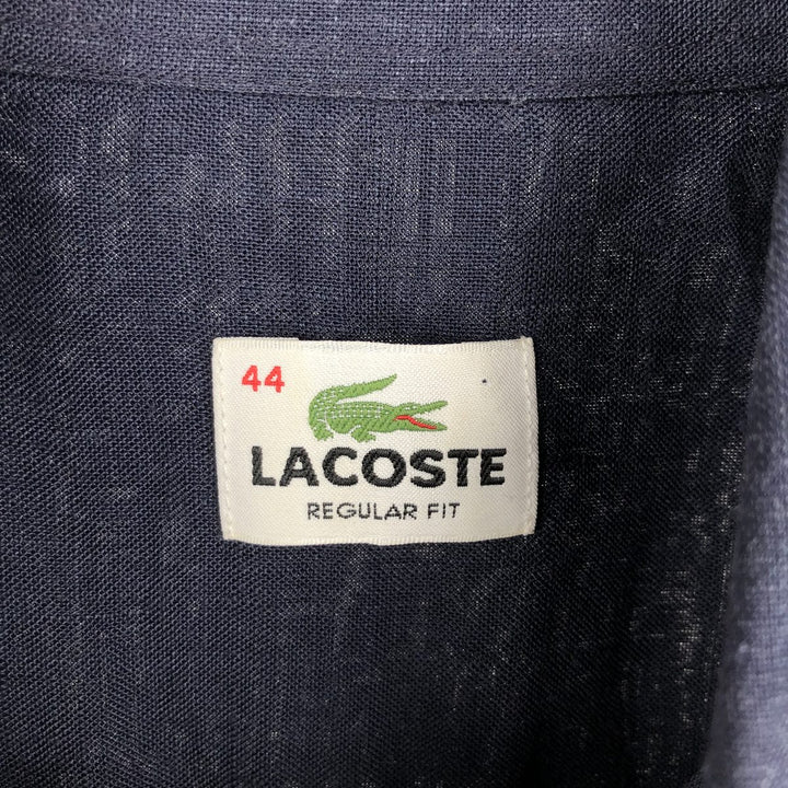 Lacoste Regular Fit Short-Sleeve Button-Down Shirt, Men's Size L (approx.) polyester navy blue type Vintage Second Hand