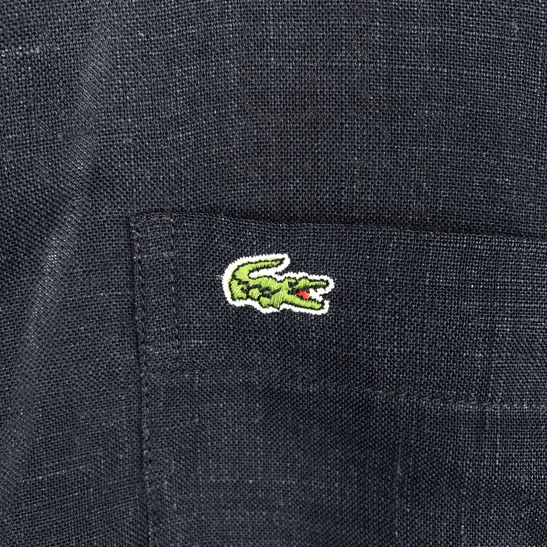 Lacoste Regular Fit Short-Sleeve Button-Down Shirt, Men's Size L (approx.) polyester navy blue type Vintage Second Hand