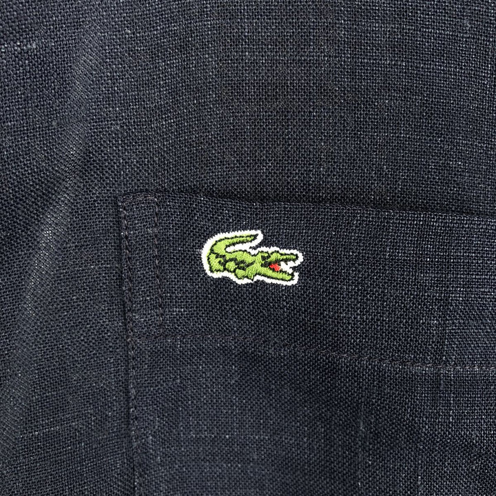 Lacoste Regular Fit Short-Sleeve Button-Down Shirt, Men's Size L (approx.) polyester navy blue type Vintage Second Hand