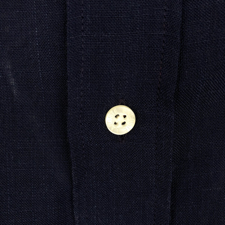 Lacoste Regular Fit Short-Sleeve Button-Down Shirt, Men's Size L (approx.) polyester navy blue type Vintage Second Hand