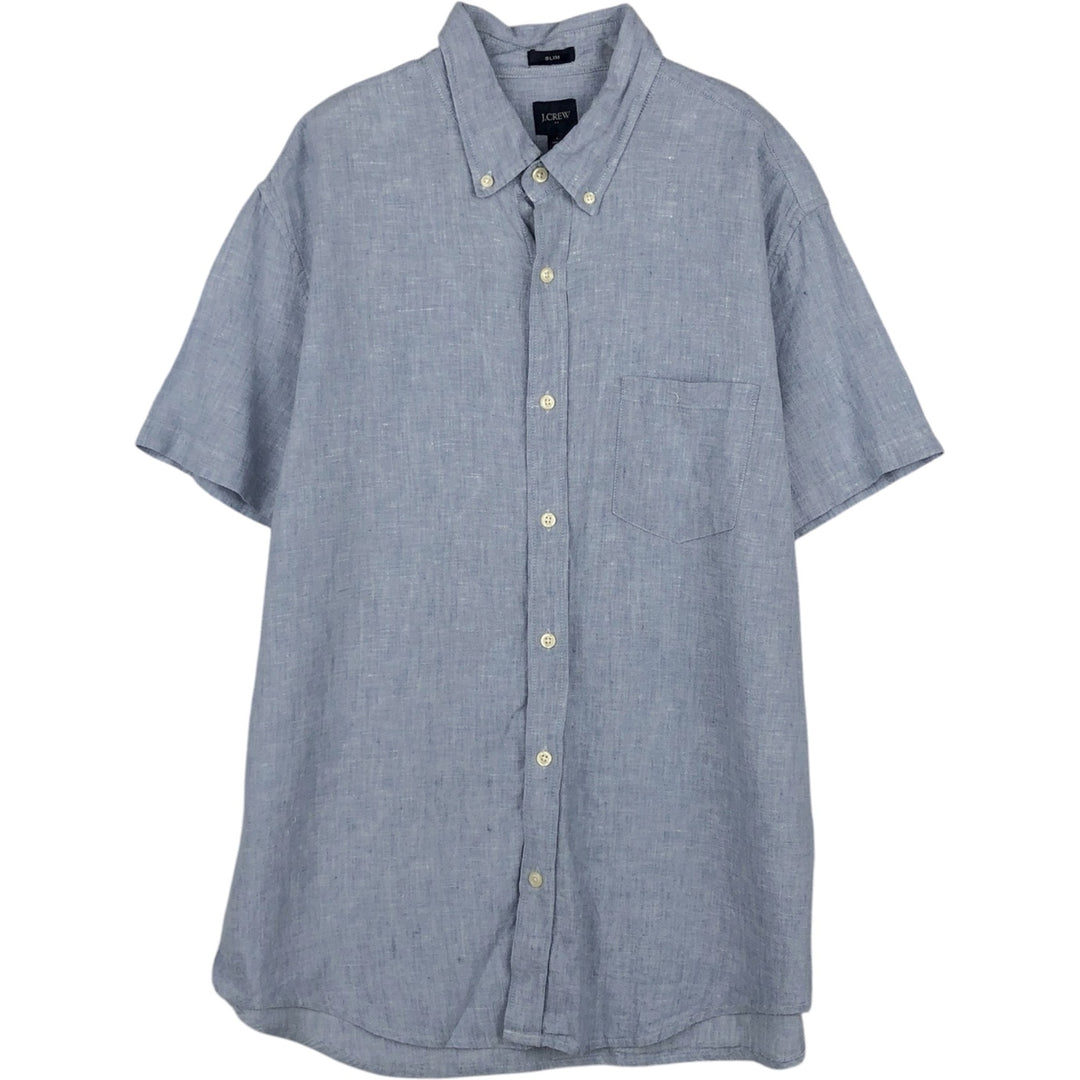 J.Crew SLIM Short-Sleeve Button-Down Shirt, Men's Size L (approx.) unclear Blue type light blue Vintage Second Hand