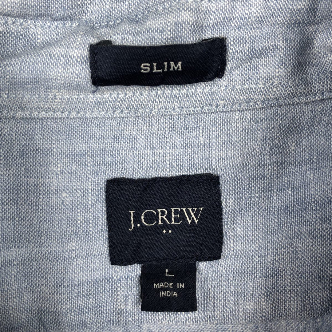 J.Crew SLIM Short-Sleeve Button-Down Shirt, Men's Size L (approx.) unclear Blue type light blue Vintage Second Hand