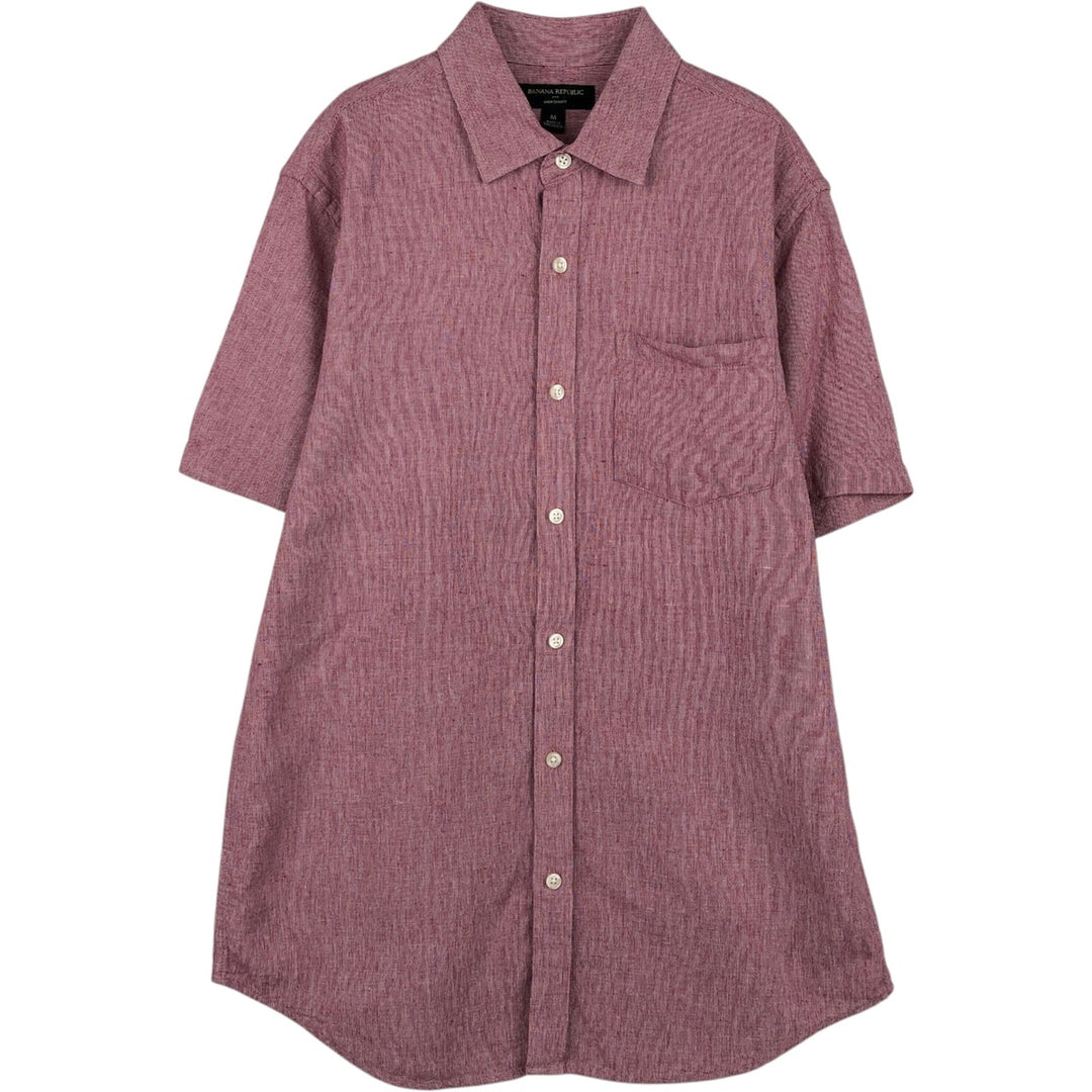 Banana Republic Linen Slim Fit Wide Collar Short Sleeve Linen Shirt (Men's Size M) linen red type Vintage Second Hand