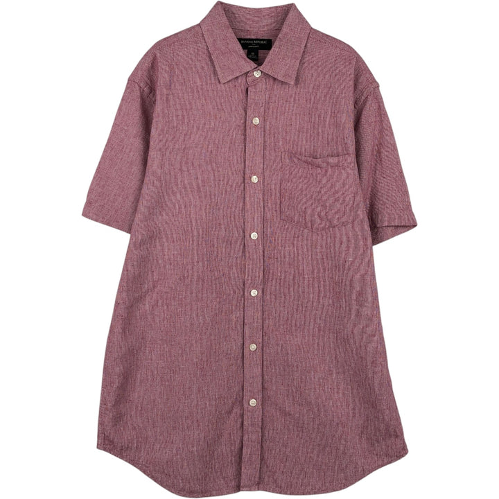 Banana Republic Linen Slim Fit Wide Collar Short Sleeve Linen Shirt (Men's Size M) linen red type Vintage Second Hand