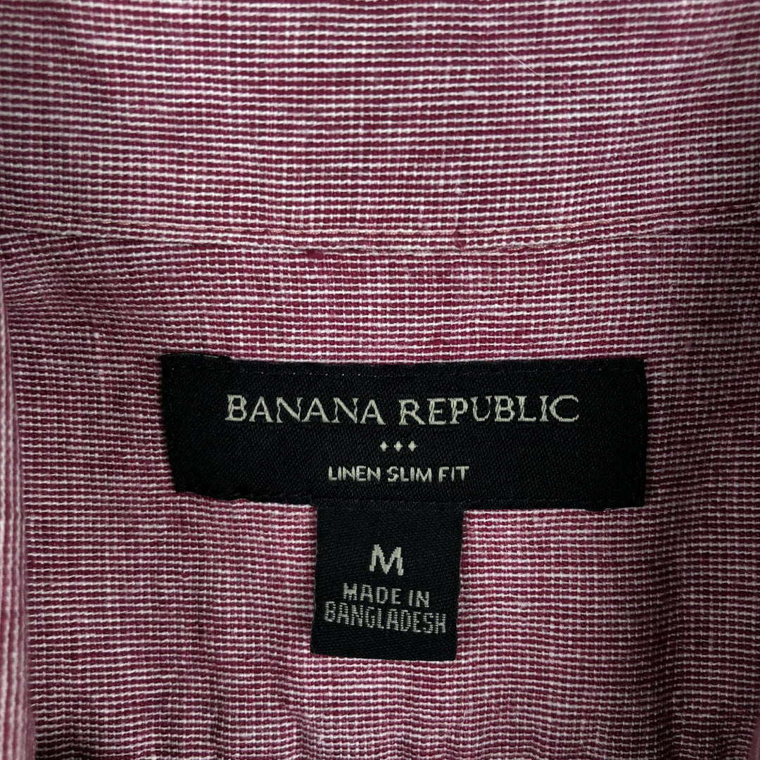 Banana Republic Linen Slim Fit Wide Collar Short Sleeve Linen Shirt (Men's Size M) linen red type Vintage Second Hand