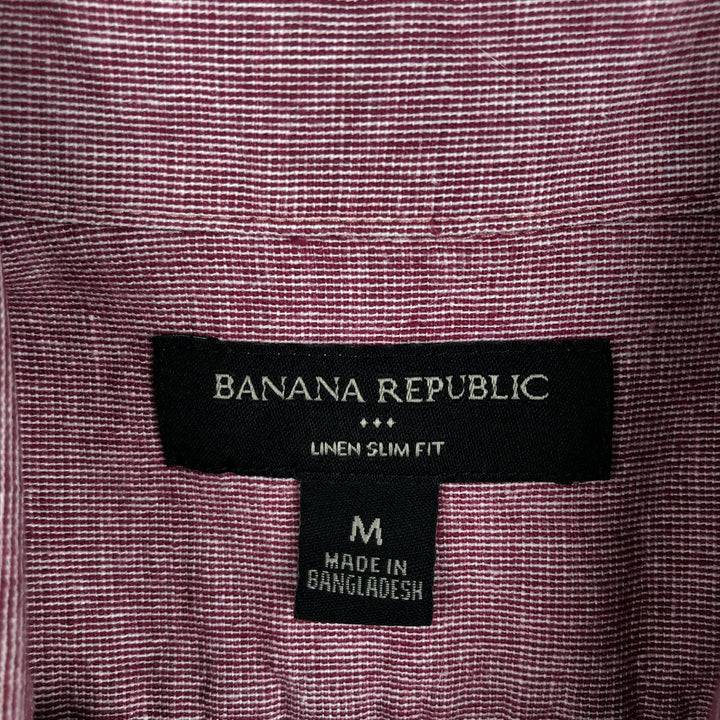 Banana Republic Linen Slim Fit Wide Collar Short Sleeve Linen Shirt (Men's Size M) linen red type Vintage Second Hand