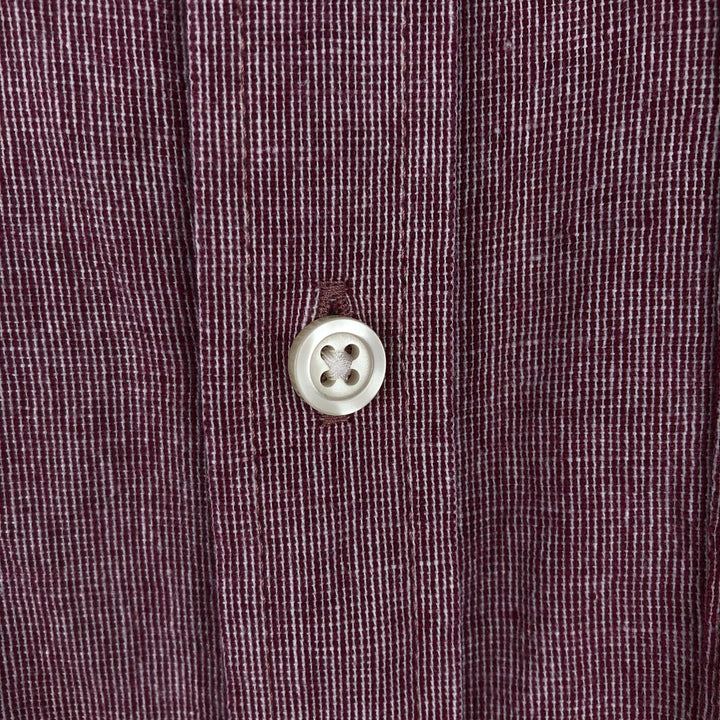 Banana Republic Linen Slim Fit Wide Collar Short Sleeve Linen Shirt (Men's Size M) linen red type Vintage Second Hand