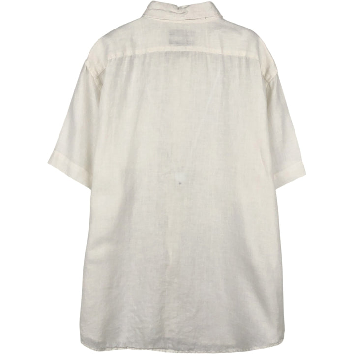 Banana Republic Standard Fit Short-Sleeve Linen Button-Down Shirt (Men's Size M) linen pale white type Vintage Second Hand