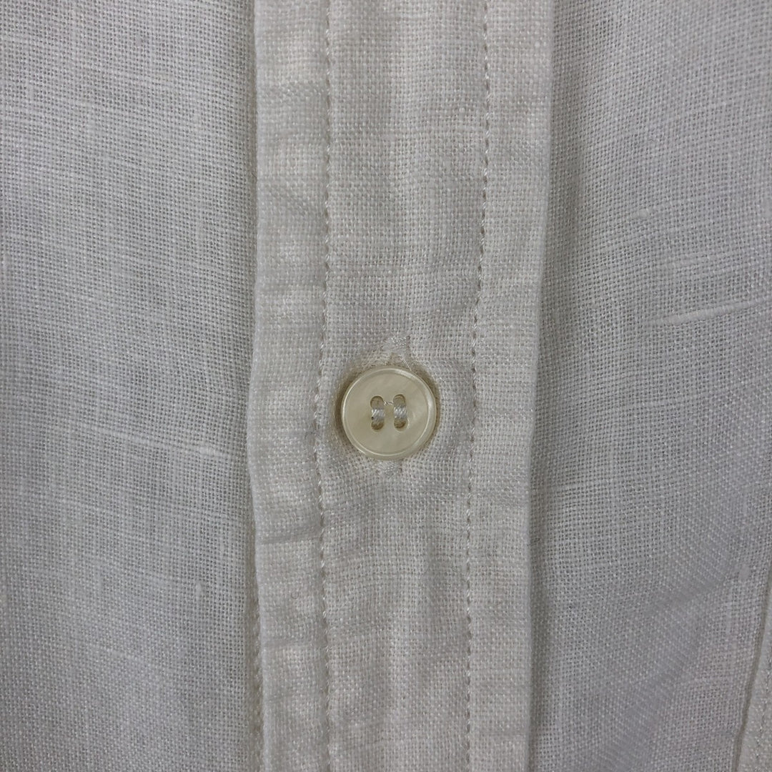 Banana Republic Standard Fit Short-Sleeve Linen Button-Down Shirt (Men's Size M) linen pale white type Vintage Second Hand