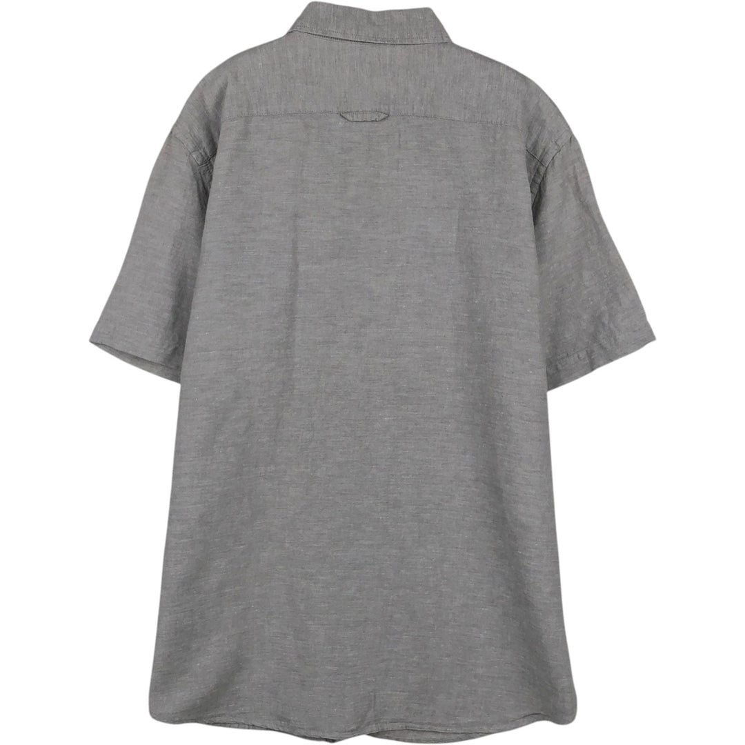 Banana Republic Slim Fit Wide Collar Short-Sleeve Linen Shirt (Men's Size L equivalent) linen gray type Vintage Second Hand