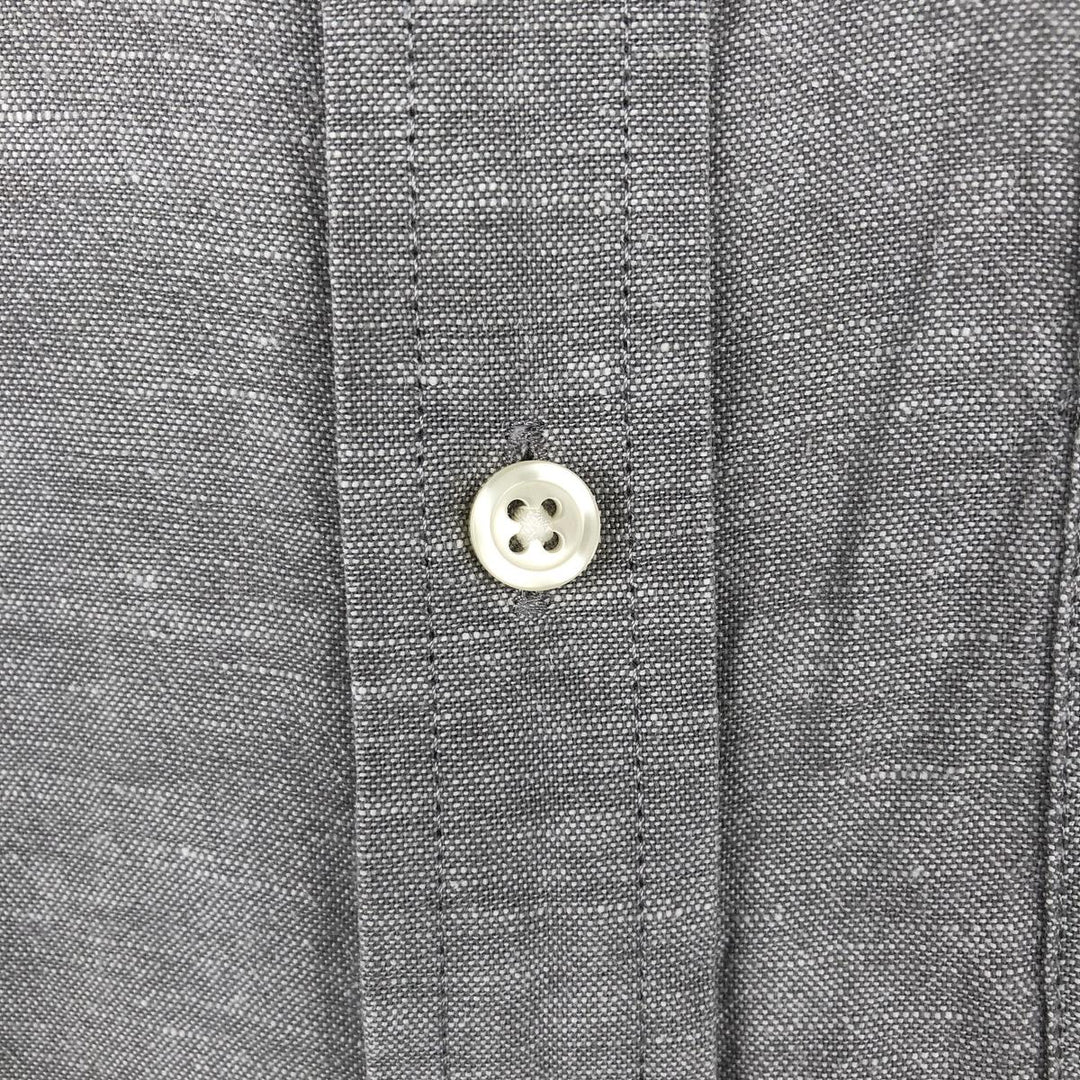 Banana Republic Slim Fit Wide Collar Short-Sleeve Linen Shirt (Men's Size L equivalent) linen gray type Vintage Second Hand