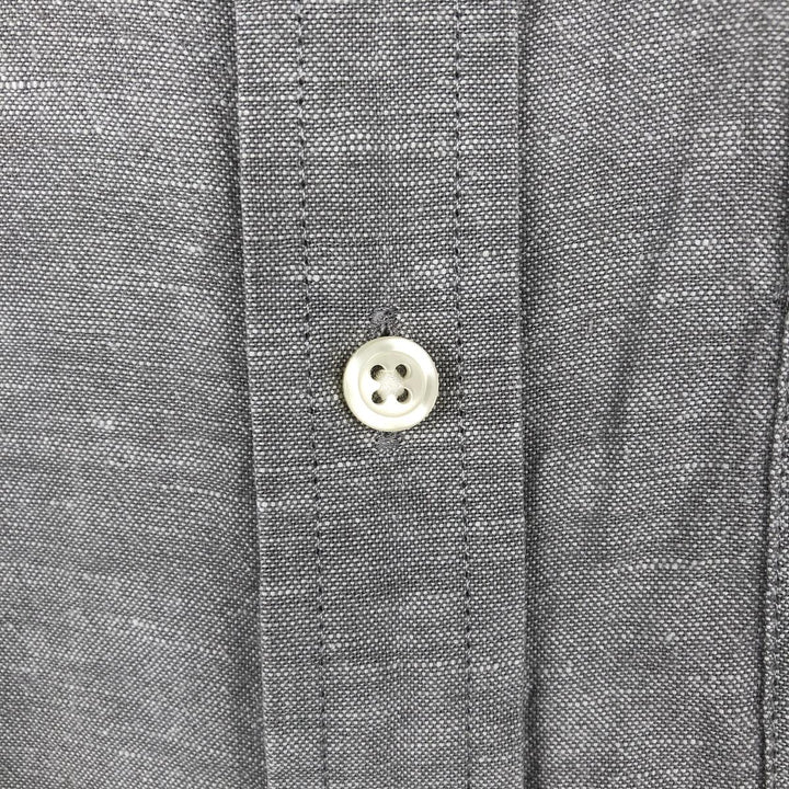 Banana Republic Slim Fit Wide Collar Short-Sleeve Linen Shirt (Men's Size L equivalent) linen gray type Vintage Second Hand