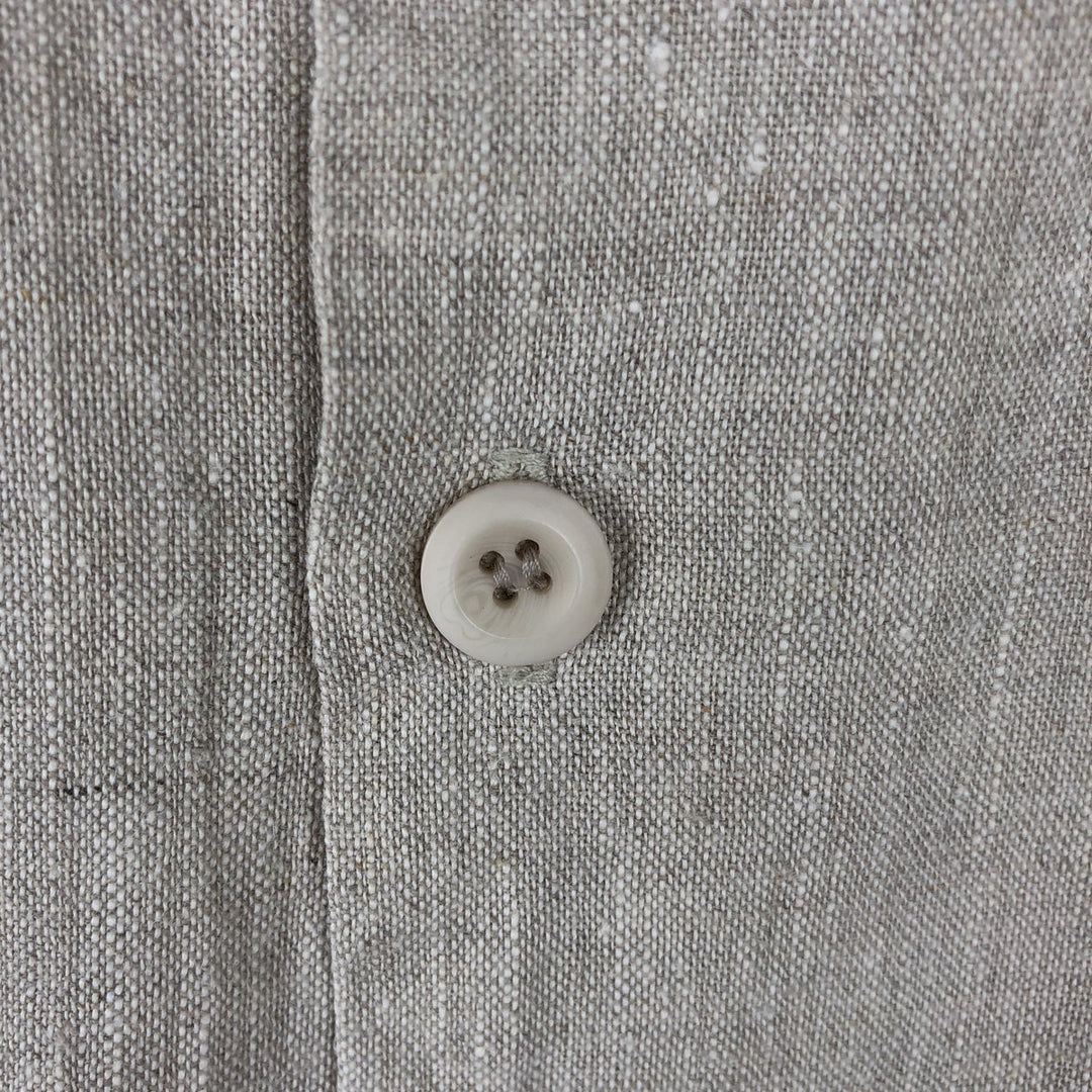 IN FASHION Short-Sleeve Open-Collar Linen Shirt, Boxy Shirt, Men's Size L (approx.) linen Beige type Vintage Second Hand